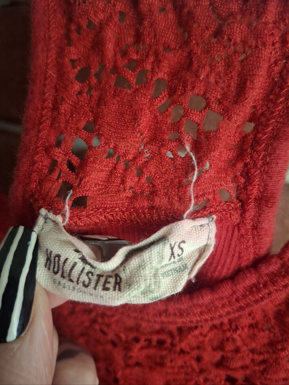 Hollister Red Lace-Back Racerback Tank Top - Picture 2 of 3